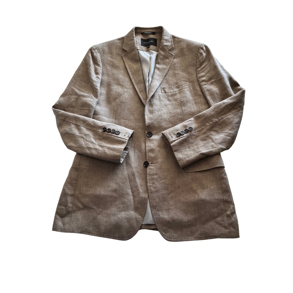 Banana Republic Mens 40R Tailored Fit 100% Linen Blazer Brown Sport Coat